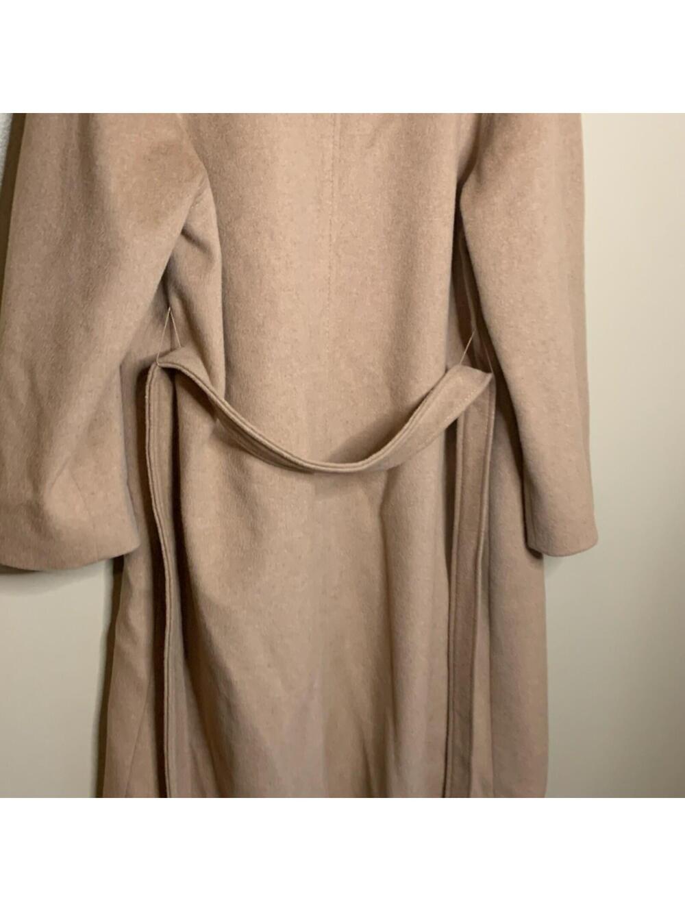 Vintage Admyra Red Label Beige Long Belted Overcoat Women’s Size 10 Lined Pocket - Picture 4 of 4